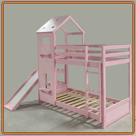 Bunk Pink : Giường 2 Tầng + Cầu Thang Trượt - Trên 1m / Dưới 1m